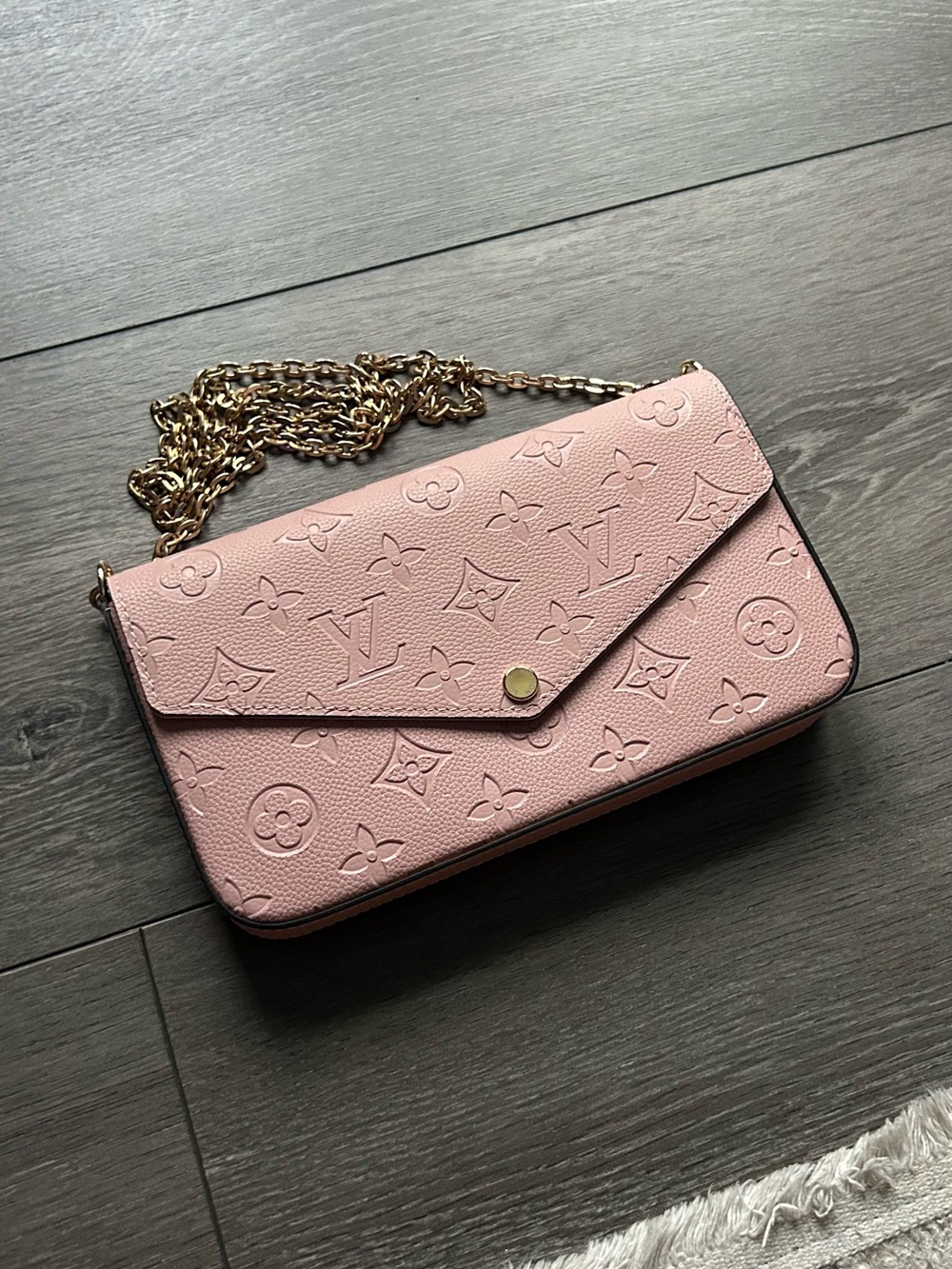 Louis Vuitton Blush Pink Monogram Embossed Crossbody Wallet